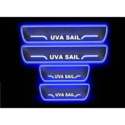 Car Accessories Hub 4 Pcs Acrylic Black Sill Scuff Plate Set with Blue LED for Chevrolet Sail U-VA All Model-picture-7