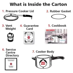 Hawkins Miss Mary 1.5 Litre Pressure Cooker, MM15 (Pack of 5) image 5