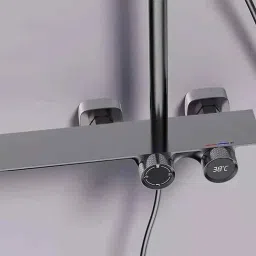 Aquieen Brass Grey Shower Set with Temperature Control &a; Waterfall Mixer image 5