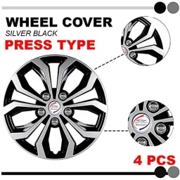 Auto Pearl 4 Pcs 15 inch Black ABS Press Type Hubcap Wheel Cover Set with Retention Ring for Toyota Yaris image 5