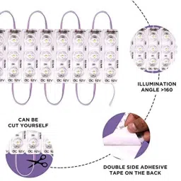 AllExtreme Ex3mliw 3 Led Module Light Interior Exterior 12V 5730 Injection Decorative Lamp With Adhesive Backside For Car, Home &a; Decoration (20 Strips, White) image 3