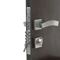 Saze Rose Stainless Steel Matt Finish One Side Key Mortise Door Lock Handle Set with 3 Keys, LB-10002 image 4