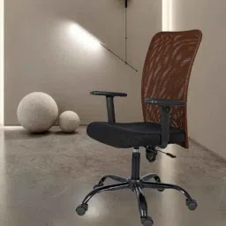 Heikin Sigma Breathable Mesh Brown Medium Back Ergonomic Office Chair for Work from Home &a; Study, HE-00098 image 2