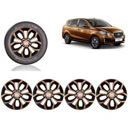 Auto Pearl 4 Pcs 13 inch ABS Copper &a; Black Car Wheel Cover Set for Datsun Go Plus-picture-12