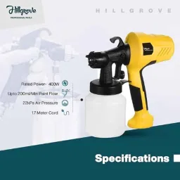 Hillgrove 400W 0.8 Litre Plastic DIY HVLP Paint Sprayer Gun with 20W Glue Gun, Gloves &a; 5 Pcs Glue Sticks, HGCM1330 image 4