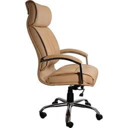 KDF Mart Upholstery Fabric Cream Medium Back Adjustable Executive Swivel Chair with Back Support, MIS167 image 2
