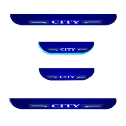 Car Accessories Hub 4 Pcs Acrylic Black Sill Scuff Plate Set with Blue LED for Honda City VX Petrol MT-picture-36