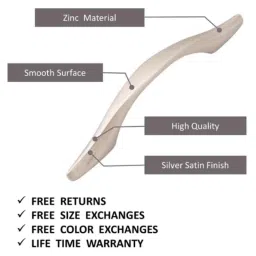 Atom 218 10 inch Silver Satin Finish Zinc Cabinet Pull Handle (Pack of 6) image 3