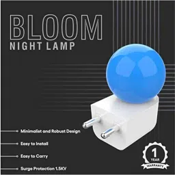 Fybros Bloom 0.5W Polycarbonate Blue Round LED Night Bulb with Plug &a; Play, FLS5294B (Pack of 2) image 3