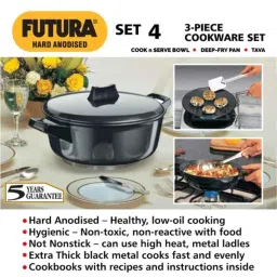 Hawkins Futura 3 Pcs Hard Anodized Cookware Set, ASET 4 (Pack of 3) image 2