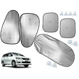 Auto Pearl 5 Pcs Polyester Black &a; Silver Window &a; Rear Sun Shade Set for Toyota Innova 2009-2012-picture-47