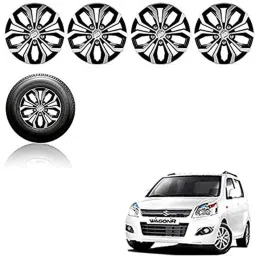 Auto Pearl 4 Pcs 13 inch Black ABS Press Type Hubcap Wheel Cover Set with Retention Ring for Maruti Suzuki WagonR2013-picture-36
