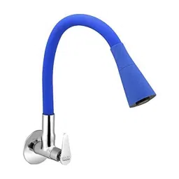 Spazio Vignette Flexo Smartbuy Flexible Blue Sink Faucet with Wall Flange &a; 360 deg Moveable Spout-picture-48