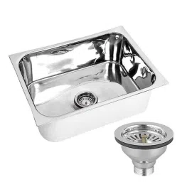 Happy Homes 24x18x10 inch Medium Silver Glossy Finish 304 Stainless Steel Single Bowl Kitchen Sink with Round Coupling, HH-03-image-11
