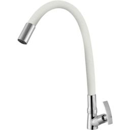 IRIS Passion Brass Chrome Finish White Flexible Swan Neck Pillar Tap-picture-27