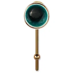 Screwtight 130mm Ceramic ‎Turquoise &a; Gold ‎Glossy Finish ‎Round Multipurpose Crackle Glaze Hook, CHK001FR (Pack of 2) image 4