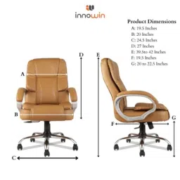 Innowin Venture Premium Camel Brown Leatherette Medium Back Ergonomic Chair image 5