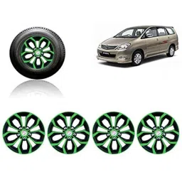 Auto Pearl 4 Pcs 15 inch ABS Green &a; Black Car Wheel Cover Set for Toyota Innova-picture-37
