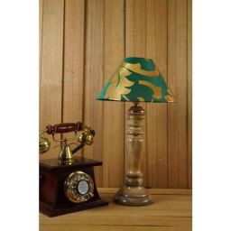 Tucasa Mango Wood Royal Brown Table Lamp with 10 inch Polycotton Green Gold Pyramid Shade, WL-233-picture-35
