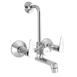 Levers Brass Silver Chrome Finish 2 in 1 Wall Mixer with L Bend Pipe &a; Flanges-picture-44