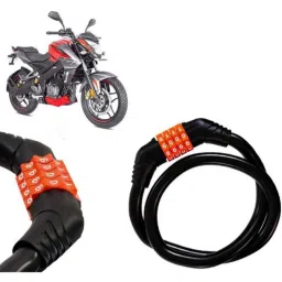 Auto Pearl Black &a; Orange 4 Digit Anti-Theft Combination Number Lock for Pulsar 180NS BS6-picture-47