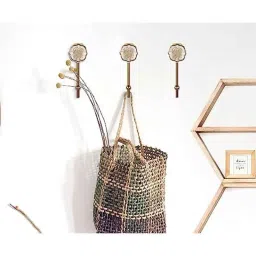 Screwtight 130mm Ceramic ‎Ivory &a; Gold ‎Glossy Finish Multipurpose Crackle Glaze Floral Hook, CHK001FL2 (Pack of 4) image 2