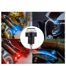 Riderscart White &a; Red Side Indicator Light Bike Handle Bar End LED Blinker image 2