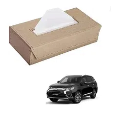 Kozdiko 100 Pulls PU Leather Beige Car Tissue Paper Box with 200 Sheets for Mitsubishi Outlander-picture-37