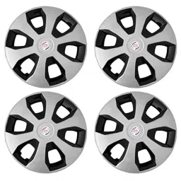 Auto Pearl 4 Pcs 14 inch Polypropylene Silver &a; Black Press Type Car Wheel Cover Set with Retention Ring for Mahindra Verito Vibe, WC14in_WagonR19_SilBlk_VeritoVibe image 3