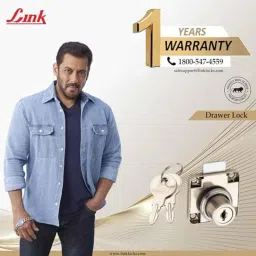 Link 4.5x3.8cm 5 Levers Alloy Steel Multipurpose Furniture Lock for Drawer &a; Cabinets, 705 (Pack of 12) image 2