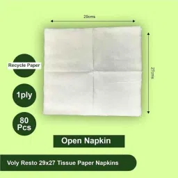 Voly Resto 80 Pcs 29x27cm 1 Ply Tissue Paper Napkin Packet, VRTW-8 (Pack of 8) image 4