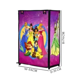 Philoshop 4 Shelves Metal Pink Modular Shoe Rack with 100 GSM Non Woven &a; Unique Princess Print Fabric image 2