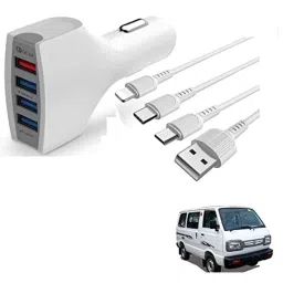 Kozdiko 4 Port USB Car Charger with 3 in 1 Cable for Maruti Suzuki Omni-picture-21
