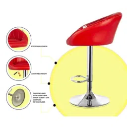 MBTC Judith Stripes 90kg Leather Red Office Bar Stool Chair, 6201 image 3