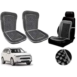 Auto Pearl PU, Velvet &a; Wooden Beads Grey Rectangular Seat Cushion for Mitsubishi Outlander (Pack of 2 )-picture-12