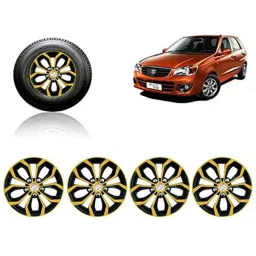 Auto Pearl 4 Pcs 13 inch ABS Golden &a; Black Car Wheel Cover Set for Maruti Suzuki Alto K10 Old-picture-23