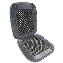 Auto Pearl PU, Velvet &a; Wooden Beads Grey Rectangular Seat Cushion for Opel Corsa (Pack of 2 ) image 3