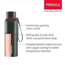 Pringle Ariel 520ml Stainless Steel Green Thermosteel Flask Bottle (Pack of 2) image 3