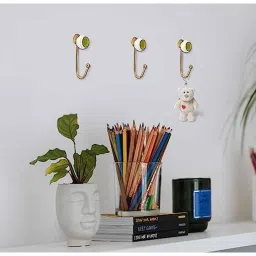 Screwtight 130mm Ceramic ‎Yellow &a; Gold ‎Glossy Finish Multipurpose Crackle Glaze Hook, CHK001RO (Pack of 4) image 3