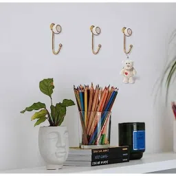 Screwtight 130mm Ceramic Ivory &a; Gold Multipurpose Crackle Glaze Hook with Brass Effect, AZ-CHK001RO-IV-8 (Pack of 8) image 3