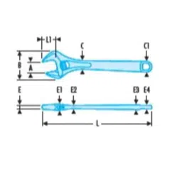 Facom 33mm Chrome Finish Adjustable Wrench with Fast Adjustment Handle, 101.8 image 2