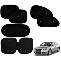 Auto Pearl 6 Pcs PVC &a; Mesh Black Window, Front &a; Rear Sun Shade Set for Audi A4-picture-29