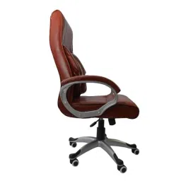 Chair Garage PU Leatherette Brown Adjustable Height Office Chair with Back Support, CG144 (Pack of 2) image 3