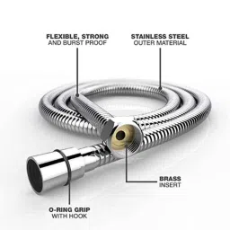 Biut Aria 15mm ABS Chrome Finish Health Faucet with Brass Inserts, 1m Hose Pipe &a; Hook, HF-5120 image 4