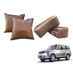 Kozdiko Faux Leather Cola One Pair Cushion Pillow &a; One Pair Neck Rest Combo for Tata Sumo Grand-picture-17