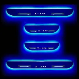 Car Accessories Hub 4 Pcs Acrylic Black Sill Scuff Plate Set with Blue LED for Hyundai i-10 All Model image 2