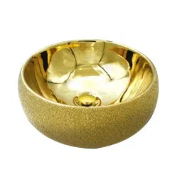 Bassino Art 40x40x15cm Ceramic Golden Metallic Finish Round Wash Basin, BTT-1171-E-image-13