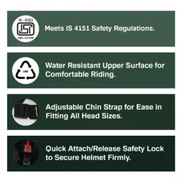 Habsolite HB-ESG Ecco Star Open Face Green Helmet With Detachable Cap &a; Adjustable Strap, Size: Medium image 4