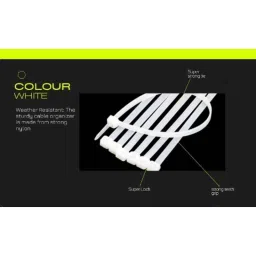 Elegant Casa 200x3.6mm Nylon White Teeth Grip Self Locking Cable Ties, 0W-2YJF-4H6C (Pack of 200) image 3