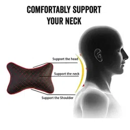 AllExtreme Exnp009 4 Pcs PU Leather Car Neck Rest Pillows Headrest Cushions Set For All Cars Travel Seat image 4